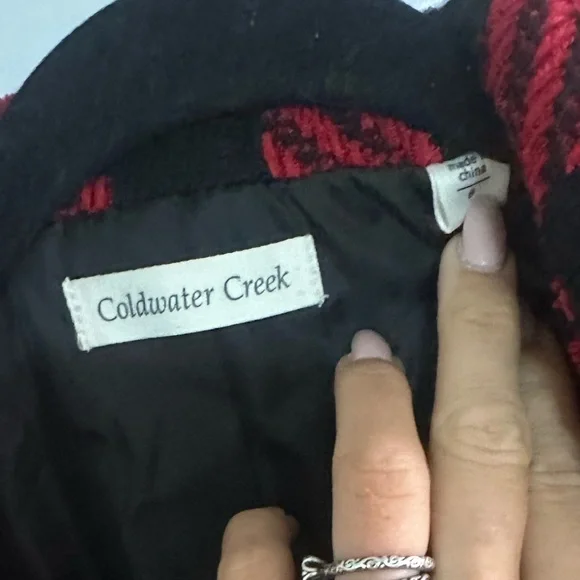 Coldwater Creek Red & Black Plaid Button Up Jacket Size 8 Womens - Picture 3 of 5